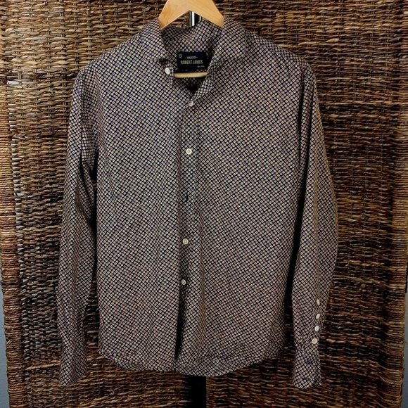 Robert James Pattern Small Batch Button up Long Sleeve Shirt Medium - Picture 1 of 2